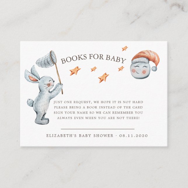 Cute Bunny Stars Rainbow Diaper Raffle Enclosure Card (Front)