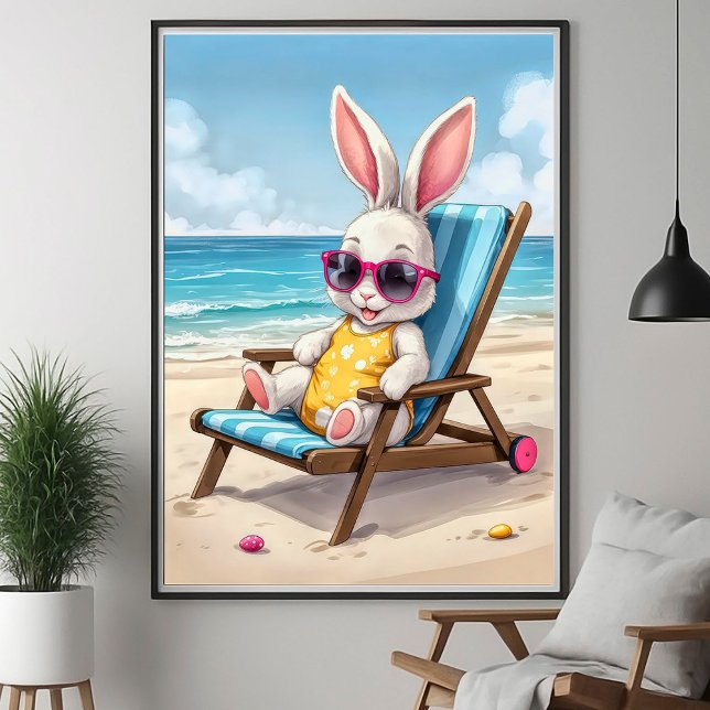 Cute Bunny Summer Coastal Kids Poster (Creator Uploaded)