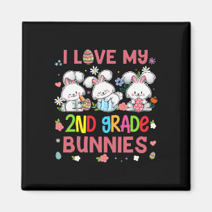 Cute Bunny Teacher Student I Love My 2nd Grade Bun Magnet