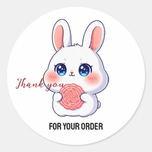 Cute Bunny Thank You Classic Round Sticker