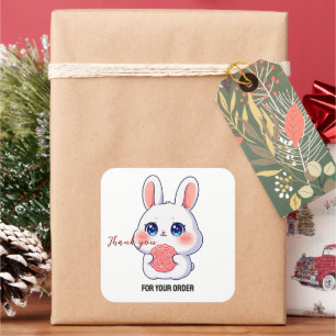 Cute Bunny Thank You Square Sticker