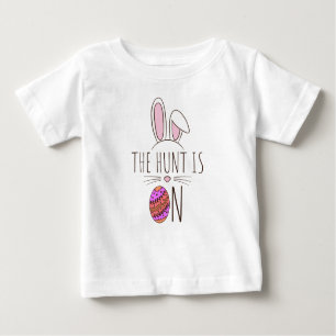 Cute Bunny The Hunt Is On Easter Egg Hunt Adorable Baby T-Shirt