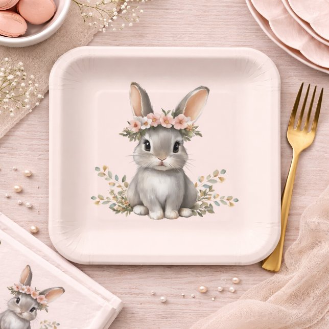 Cute Bunny Theme Gender Neutral Baby Shower Paper Plate (Creator Uploaded)