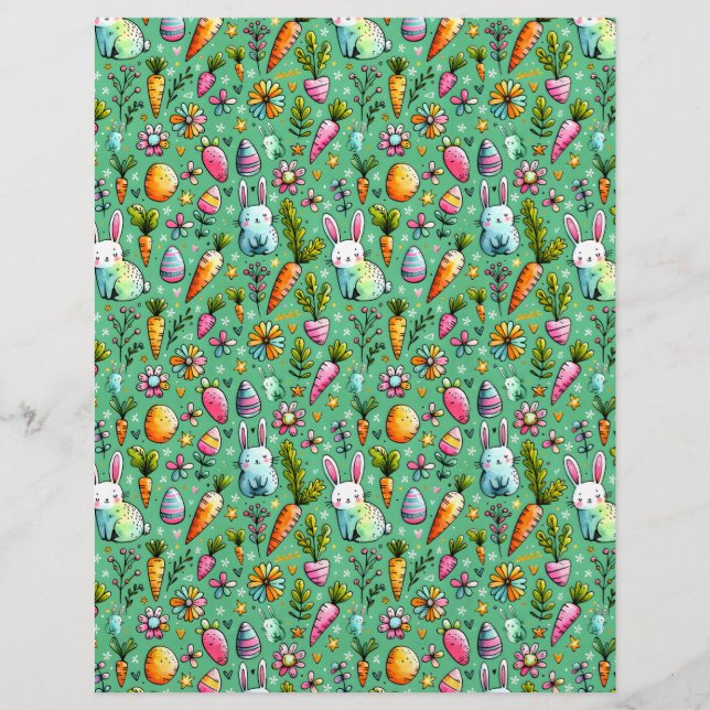 Cute bunny themed Easter scrapbook paper (Front)