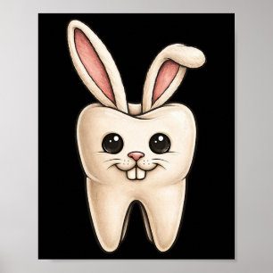Cute Bunny Tooth Dentist Dentistry Spring Easter Poster