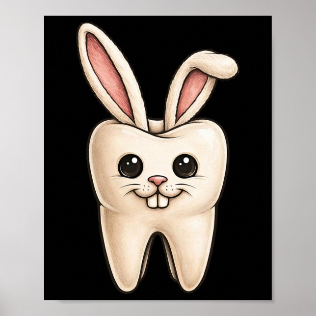 Cute Bunny Tooth Dentist Dentistry Spring Easter  Poster (Front)