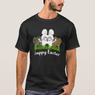 Cute Bunny Tooth Leopard Camo Dentist Dental Happy T-Shirt