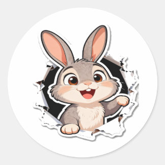 Cute Bunny Torn Paper Sticker
