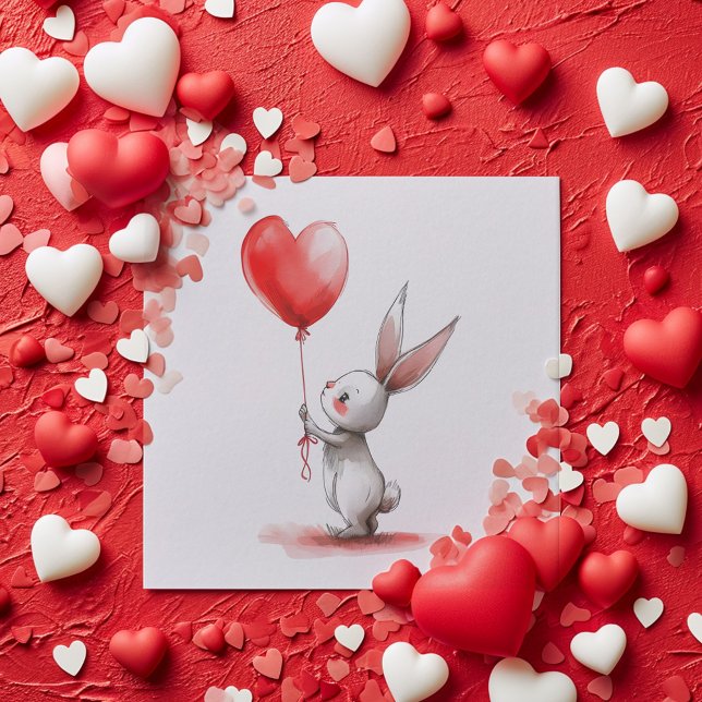 Cute Bunny Valentine's Day Cards (Cute Valentine's Day cards for kid's classroom card exchanges.)