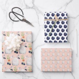 Cute Bunny Watercolor Art Pattern Wrapping Paper Sheet