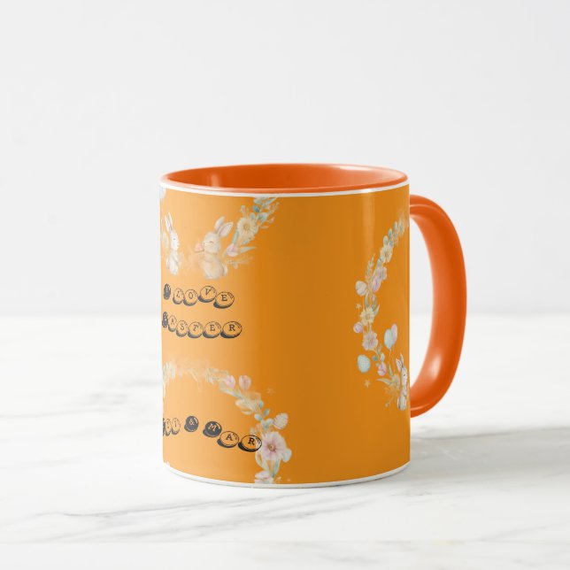 Cute Bunny Watercolor Personalized Kids Coffee Mug (Front Right)