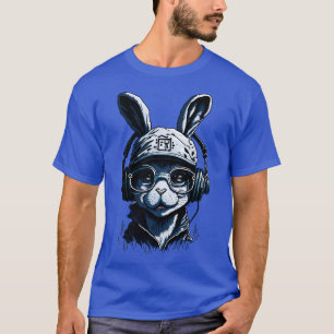 Cute bunny wearing glasses headphone T-Shirt