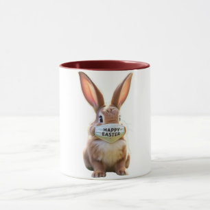 Cute Bunny Wearing Happy Easter Face Mask Mug