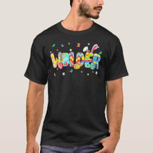 Cute Bunny Welder Eggs Hunting Happy Easter Day T-Shirt