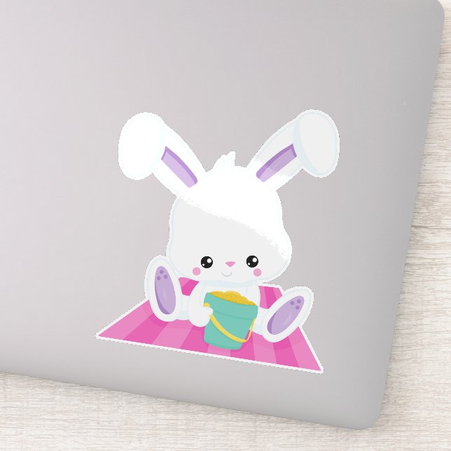 Cute Bunny, White Bunny, Baby Bunny, Beach Bucket (Detail)