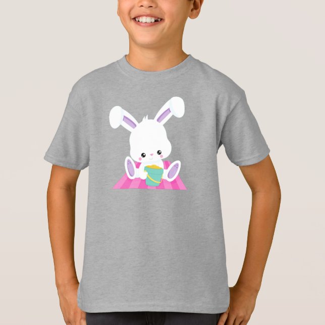 Cute Bunny, White Bunny, Baby Bunny, Beach Bucket T-Shirt (Front)