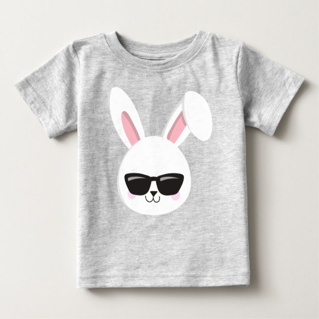 Cute Bunny, White Bunny, Bunny With Sunglasses Baby T-Shirt (Front)