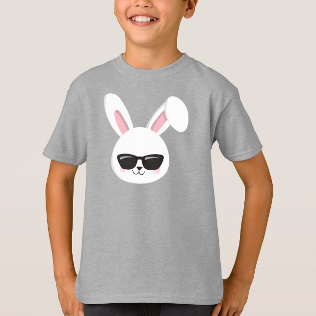 Cute Bunny, White Bunny, Bunny With Sunglasses T-Shirt (Front)