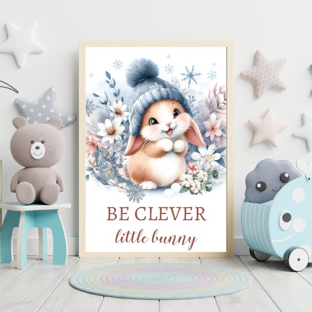 Cute bunny winter hat inspiring slogan boy nursery poster (Creator Uploaded)