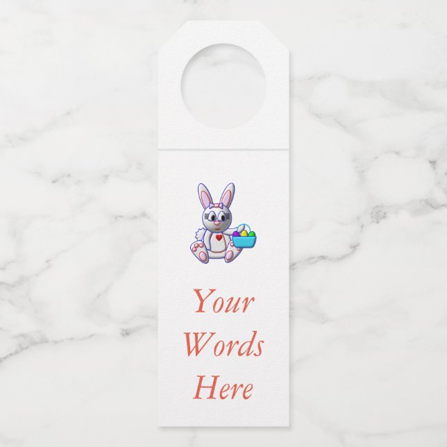 Cute Bunny with a Basket Bottle Tag (Front)