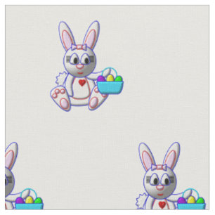 Cute Bunny with a Basket Fabric