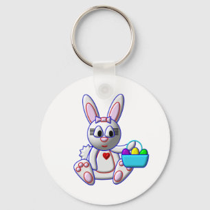 Cute Bunny with a Basket Key Ring