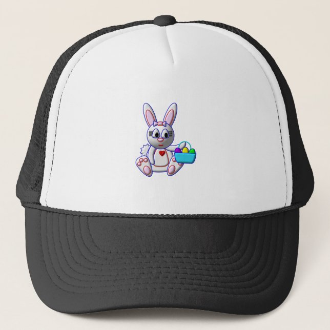 Cute Bunny with a Basket Trucker Hat (Front)