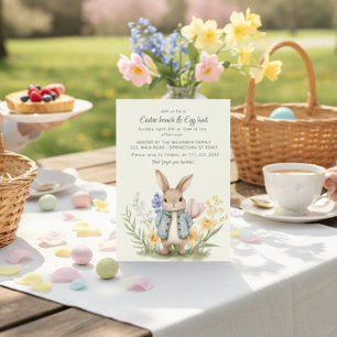 Cute Bunny with Balloons Easter Party Invite