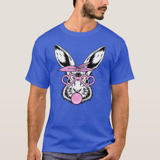 Cute Bunny With Bandana Heart Glasses Bubblegum Ea T-Shirt