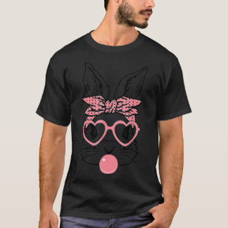 Cute Bunny With Bandanna Heart Glasses Bubblegum E T-Shirt
