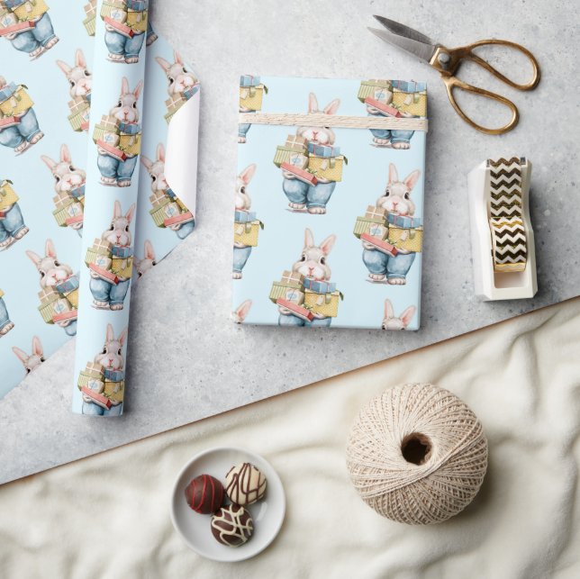 Cute Bunny with Birthday Gifts Wrapping Paper (Crafts)