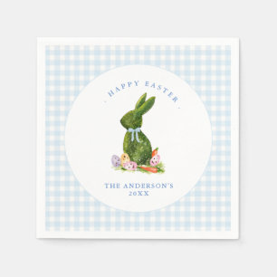 Cute Bunny with Blue Gingham border Easter brunch Napkin