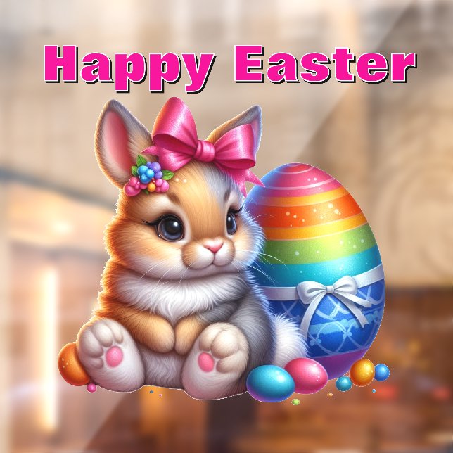 Cute Bunny with Bow and Colourful Easter Eggs (Sheet 2)
