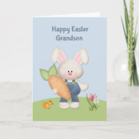 Cute Bunny with Carrot, Grandson, Easter