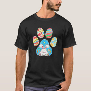 Cute Bunny With Easter Egg Inside Dog Paw Happy Ea T-Shirt