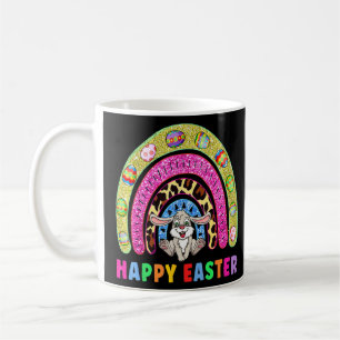 Cute Bunny With Easter Eggs Hunters Rainbow Happy Coffee Mug