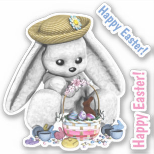 Cute Bunny with Filled Easter Basket
