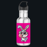 Cute Bunny with Glasses Blowing Bubble Gum 532 Ml Water Bottle<br><div class="desc">A charming cartoon bunny wearing oversized round glasses,  a polka-dot bow,  and blowing a pink bubble gum bubble.</div>