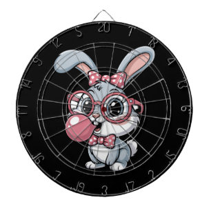 Cute Bunny with Glasses Blowing Bubble Gum Dartboard