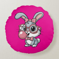Cute Bunny with Glasses Blowing Bubble Gum