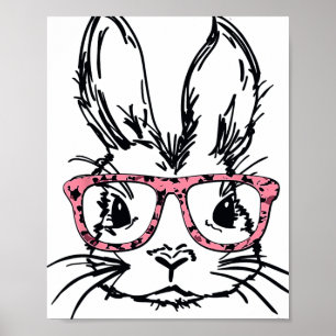 Cute Bunny With Gles Leopard Print Easter Bunny Fa