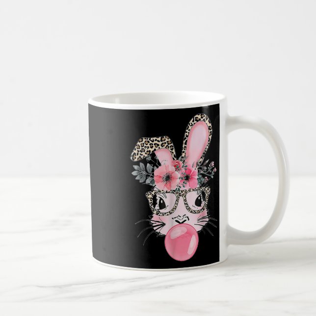 Cute Bunny With Leopard Gles Bubblegum Easter Day  Coffee Mug (Right)
