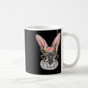 Cute Bunny With Ndana Gles Leopard Flowers Easter  Coffee Mug