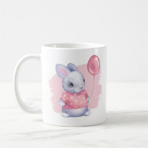 Cute Bunny with Pink Balloon Coffee Mug