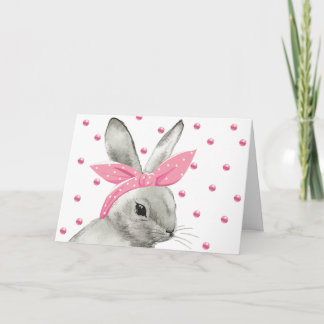 Cute Bunny with Pink Bow Card