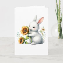 Cute Bunny with Sunflower All-Occasion Greeting