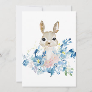 Cute Bunny with watercolor flowers 