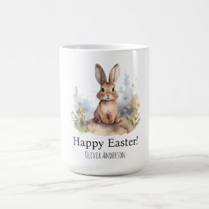 Cute Bunny with Yellow Flowers This Book Belongs Coffee Mug