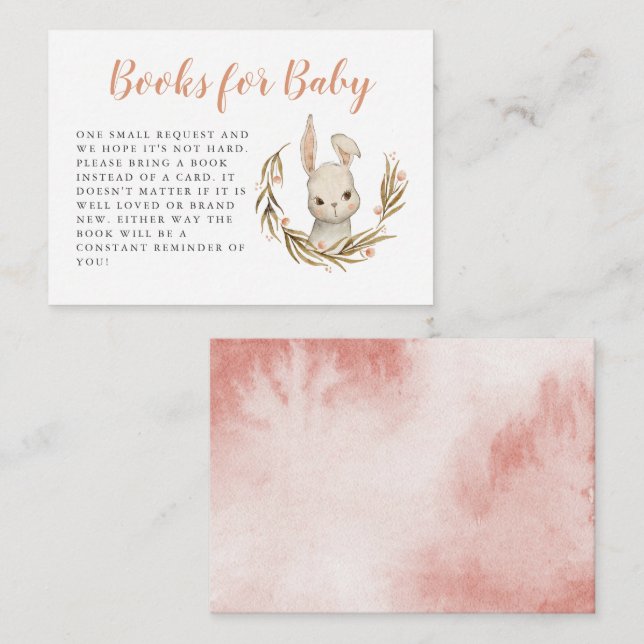 Cute Bunny Woodland Baby Shower Book Request Enclosure Card (Front/Back)