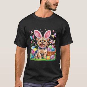 Cute Bunny Yorkie Terrier Dog Easter Eggs Sket Men T-Shirt